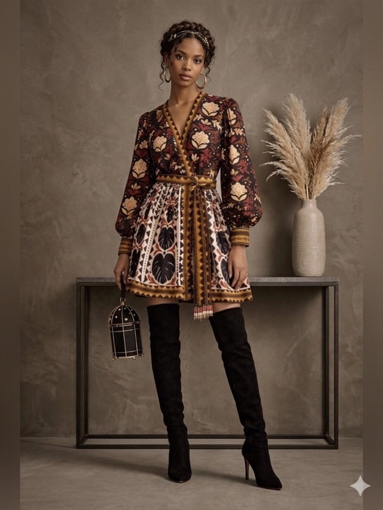 FARM Rio Dresses & Skirts - Farm Rio Tapestry Garden Multicolor V Neck Wrap Mini Dress NWT Medium